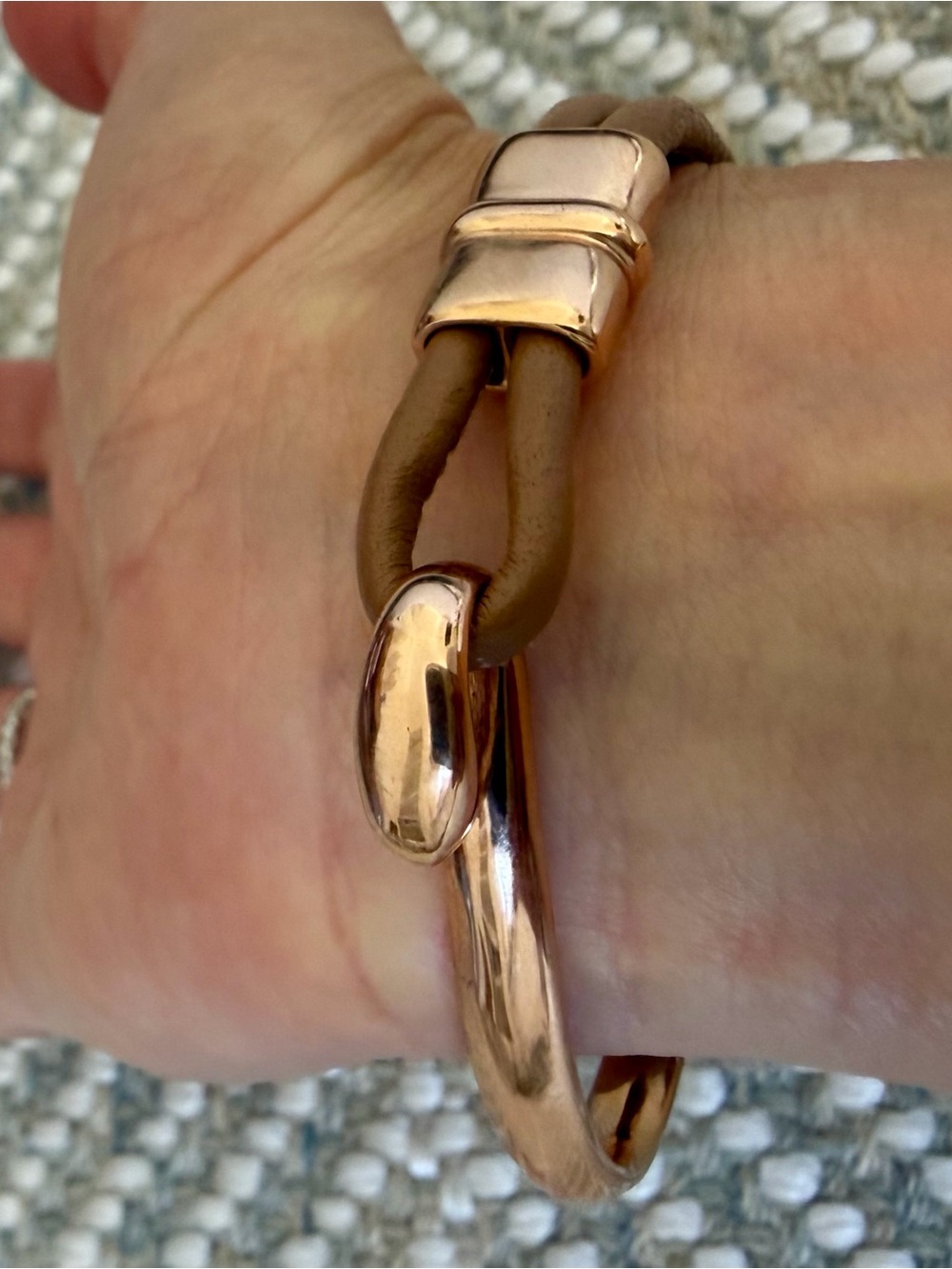 Bronze Milor Two Tone Bracelet in Rose Gold & Neutral Double Leather Band CHIC ✨ - Picture 4 of 9